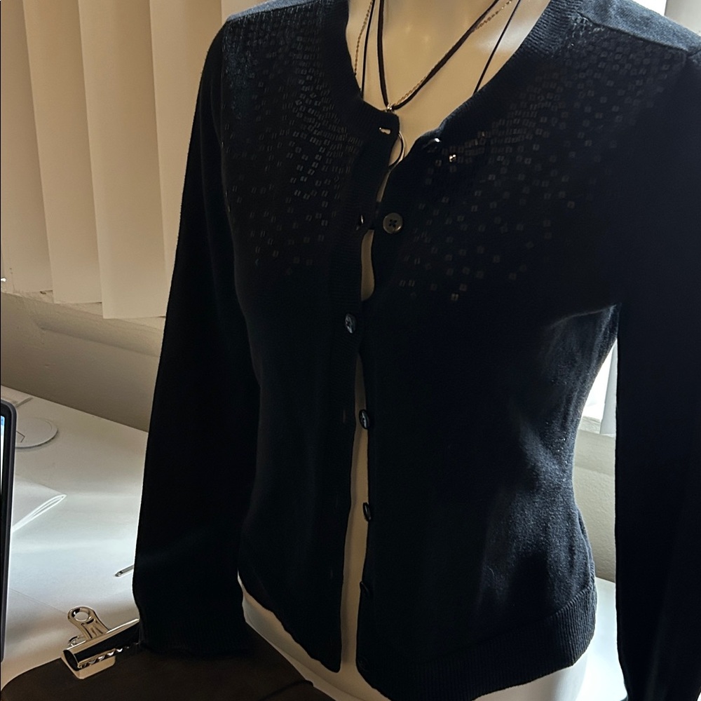 GAP  Classic Black Cardigan Sweater 100%Cotton